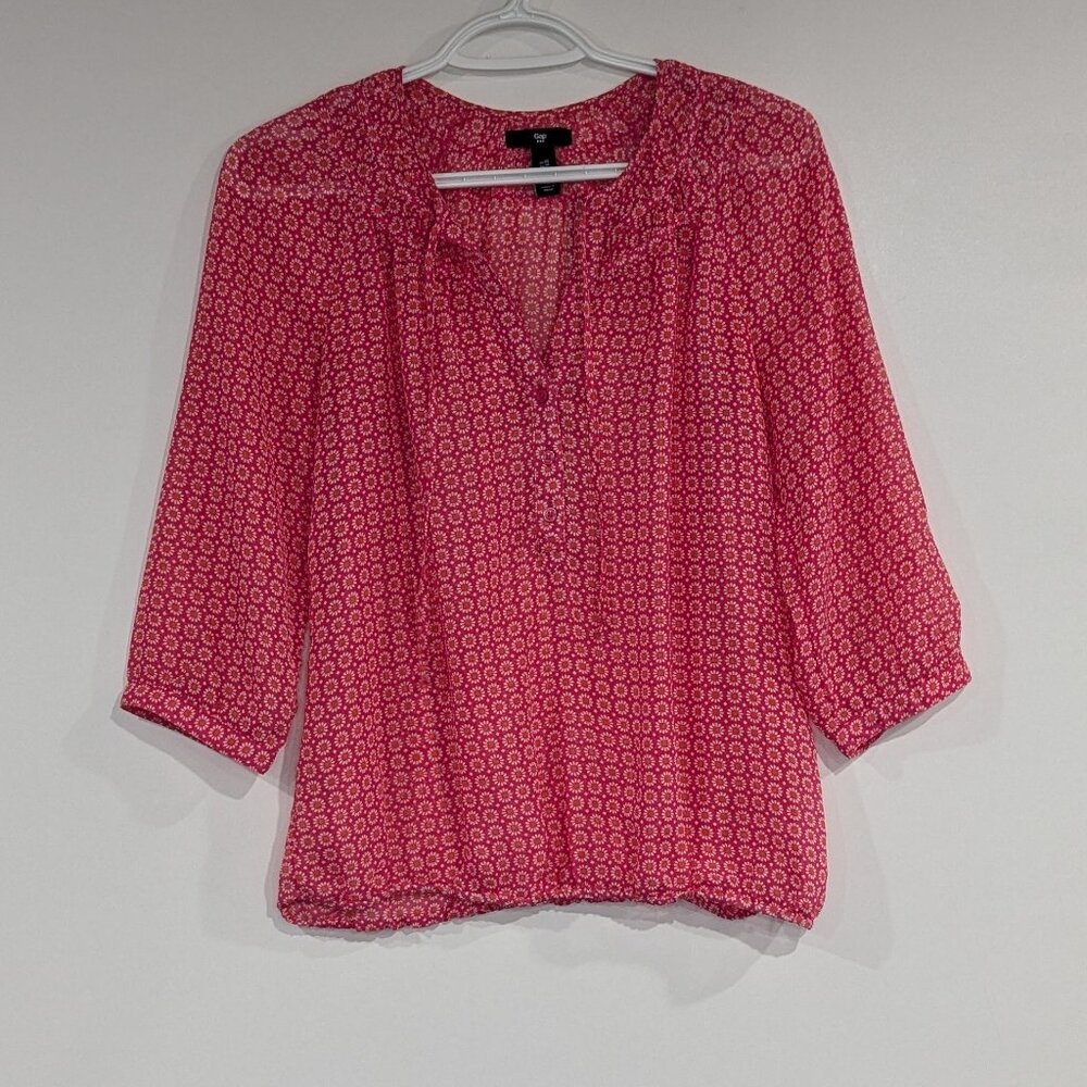 *3/$10* Gap Factory 3/4 Sleeve Sheer Peasant Blouse Pink Size XS